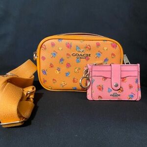 Coach Jamie Floral Bag with Pink Card Holder